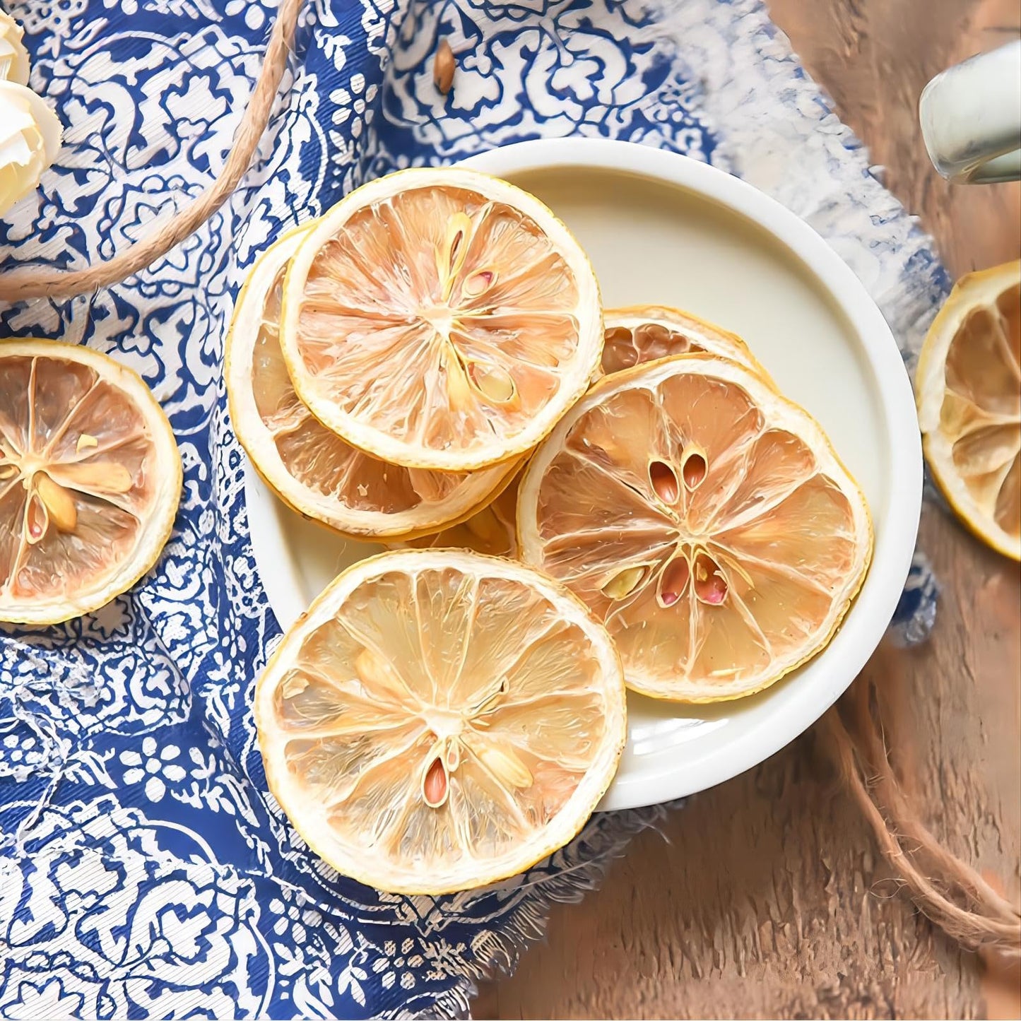 Jtedzi Dried Lemon Slices 3.52 Oz/100G, Dehydrated Lemon Slices For Cocktails Garnish, Natural & No Sugar Added