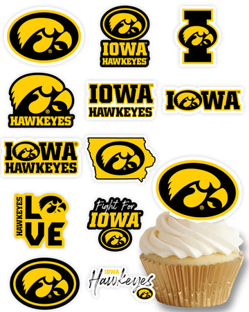 Iowa Hawkeyes Cupcake Toppers (24 Pcs) University Of Iowa Party Supplies For Football, Birthday Gift, Graduation Party Decoratio