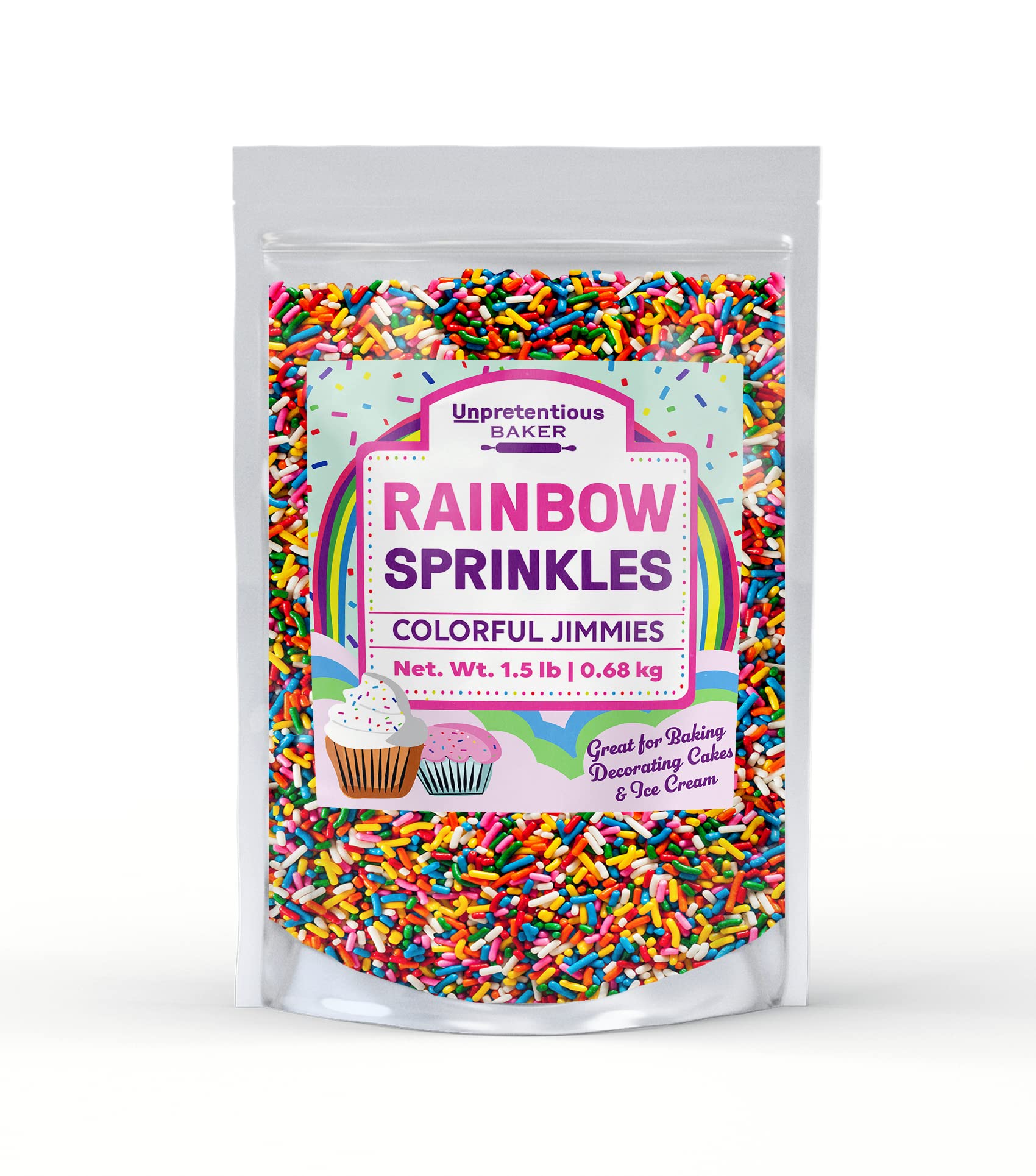 Unpretentious Rainbow Baking Sprinkles (1.5 Lb) Bulk Quantity For High-Volume Baking, Dessert Topper