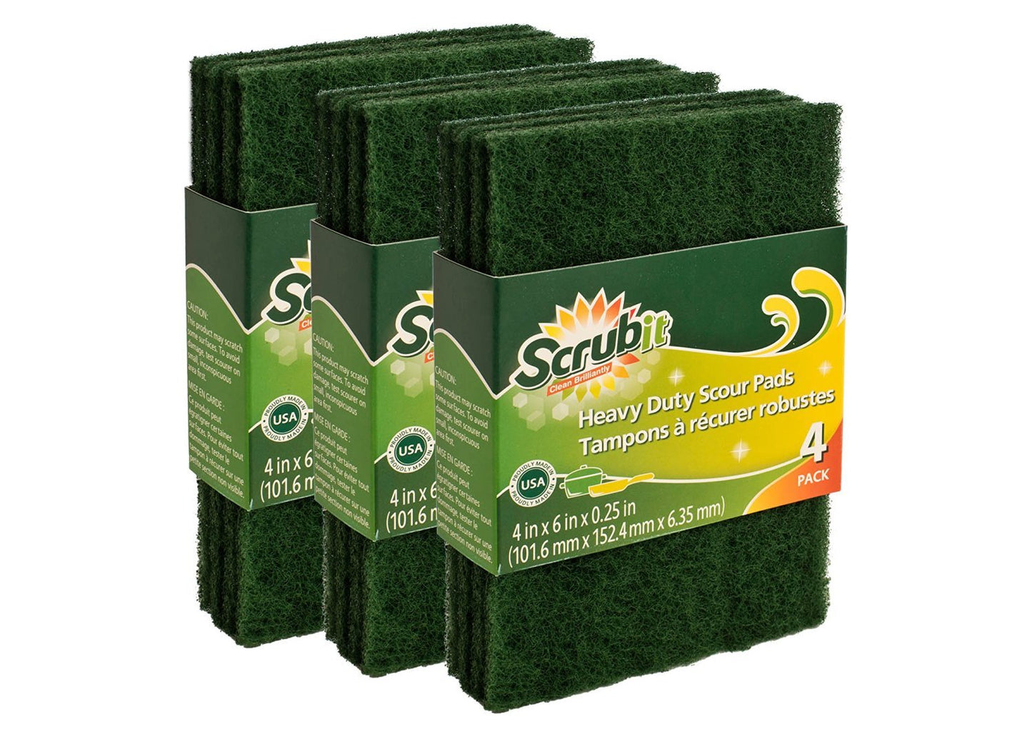 Scouring Pads - Heavy Duty Household Cleaning Scrubber With Non-Scratch Anti-Grease Technology - Reusable Scrubbing Pads - Green