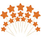 Gyufise 42Pcs Mixed Size Little Star Cupcake Toppers Orange Glitter Twinkle Star Cupcake Picks Wedding Engagement Bridal Shower 