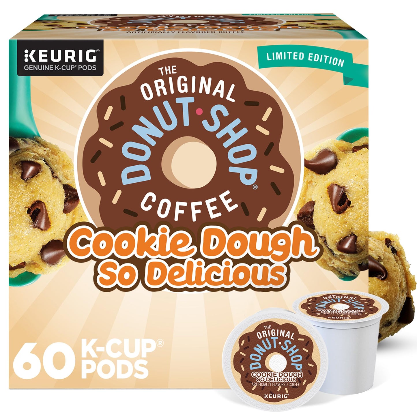 The Original Donut Shop Cookie Dough So Delicious Coffee, Single-Serve Keurig K-Cup Pods, 60 Count