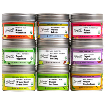 Heavenly Tea Leaves Assorted Loose Leaf Tea Gift Box - 9 Teas & Herbal Tisanes, Approx. 90 Servings, Naturally Caffeinated & Caffeine Free