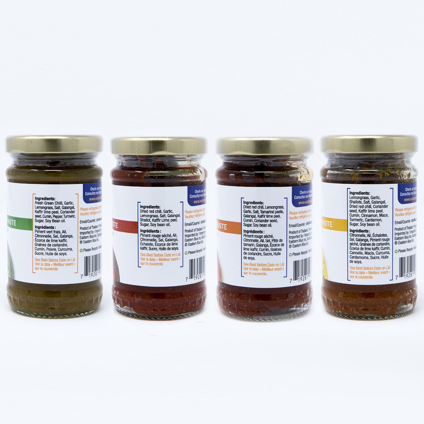 Vegan Thai Curry Paste Flavors - Pack Of 4 Panang Curry Paste, Yellow Curry Paste, Green Curry, & Red Curry Paste Made With All