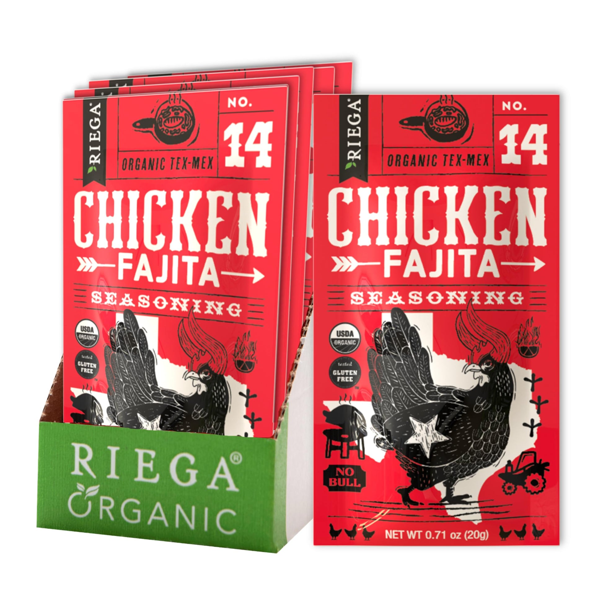 Riega Organic Fajita Seasoning Mix - Classic Tex-Mex Blend for Chicken, Beef, Veggies & Sheet Pan Dinners - 0.71 oz (Pack of 8)