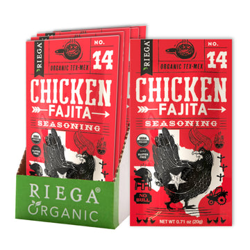 Riega Organic Fajita Seasoning Mix - Classic Tex-Mex Blend for Chicken, Beef, Veggies & Sheet Pan Dinners - 0.71 oz (Pack of 8)