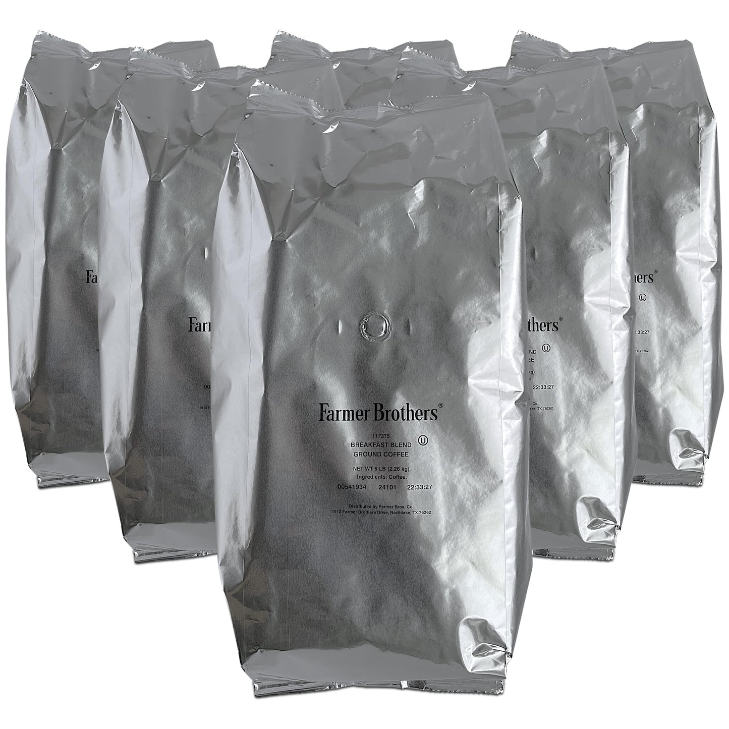 Farmer Brothers Coffee, Ground Coffee, 5Lb, Replaces 1271 (Six Bags, Breakfast Blend)