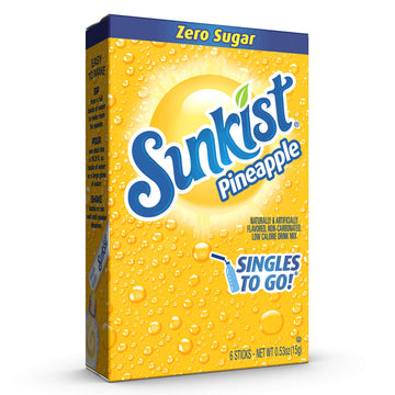 SINGLES TO GO! Sunkist Soda Pineapple Drink Mix, 0.53 OZ, 6 Count (Pack of 12)