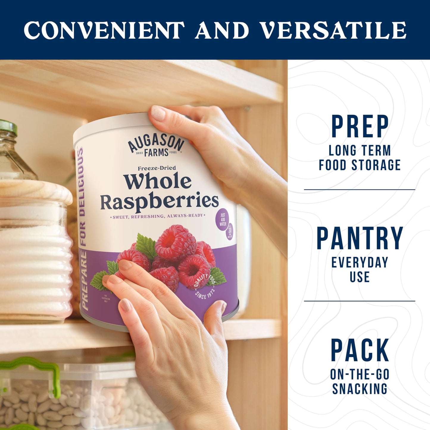 Augason Farms Freeze Dried Whole Raspberries #10 Can, 8 Oz