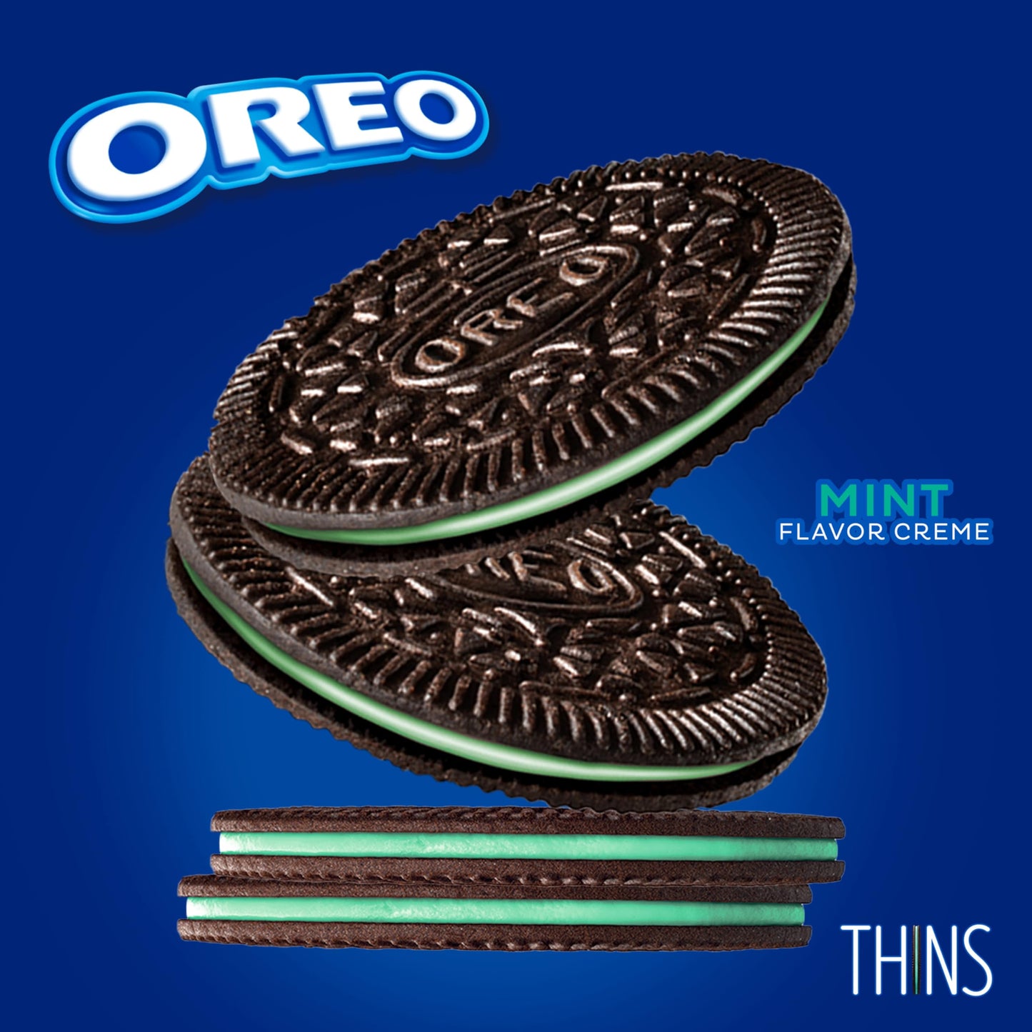 Oreo Thins Mint Creme Chocolate Sandwich Cookies, 12 - 9.21 Oz Packs