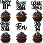30Pcs Black 10Th Birthday Cupcake Toppers Glitter Ten Happy 10Th Straight Outta 2014 Cupcake Picks For Cheers To 10 Years 10Th B