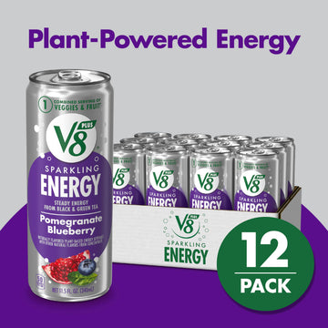 V8 +Energy Sparkling Pomegranate Blueberry Juice Energy Drink  11.5 fl oz Can (12 Pack)