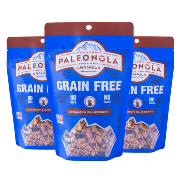 Paleonola Grain Free Granola | Gluten Free, Non-GMO, Dairy Free, No Refined Sugars, 10 Oz Bags (Cinnamon Blueberry, 3 Pack)