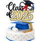 Gyufise 1 Pack Class Of 2025 Cake Topper Gold Glitter Diploma Cap 2025 Graduation Cake Pick Decoration For Senior High School University College Graduation Congrats Grad Party Decorations