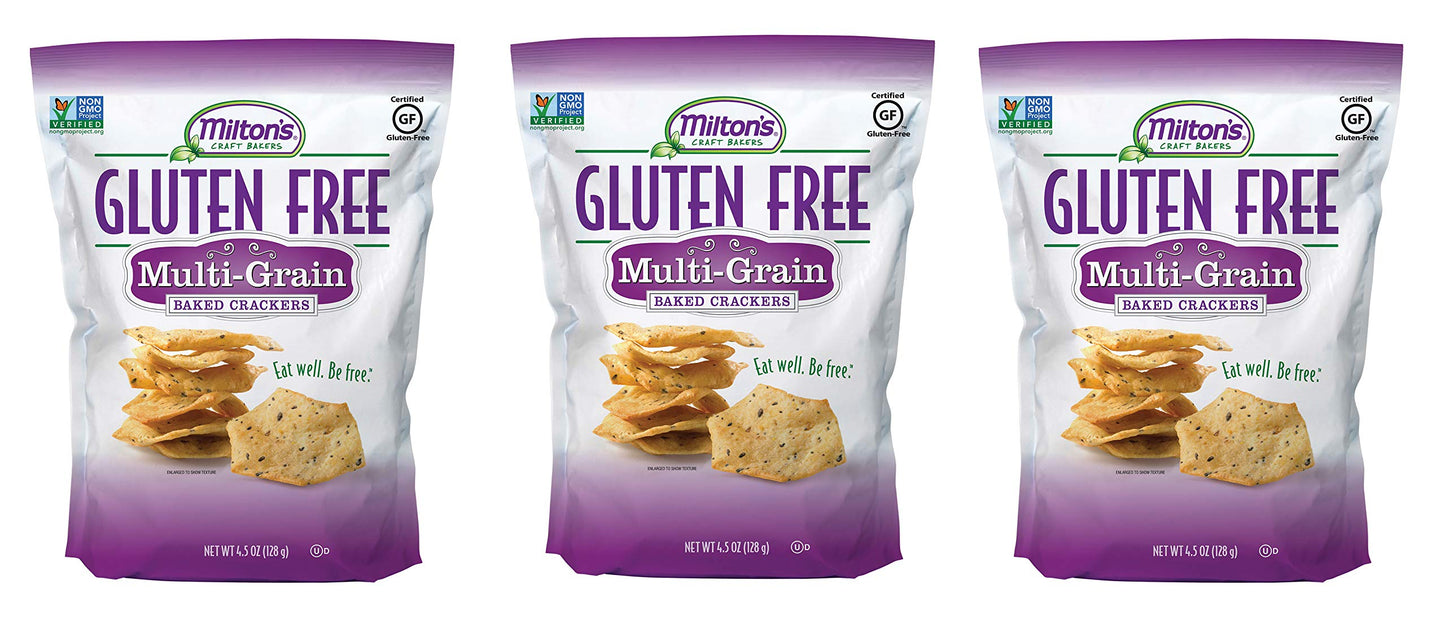 Miltons Gluten Free Crackers, Multi-Grain - Non-GMO Project Verified, Kosher, Certified Gluten Free Snack, 7 Grains In Every Bi