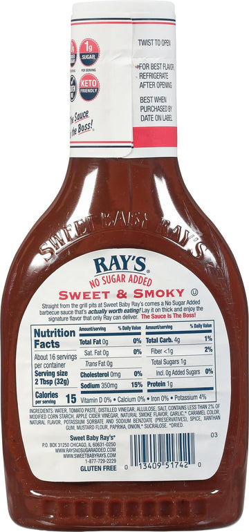 Sweet Baby Rays Gourmet Barbecue Sauce Variety Pack, 1 No Sugar Added Sweet & Smoky, 1 No Sugar Added Original, 1 No Sugar Added