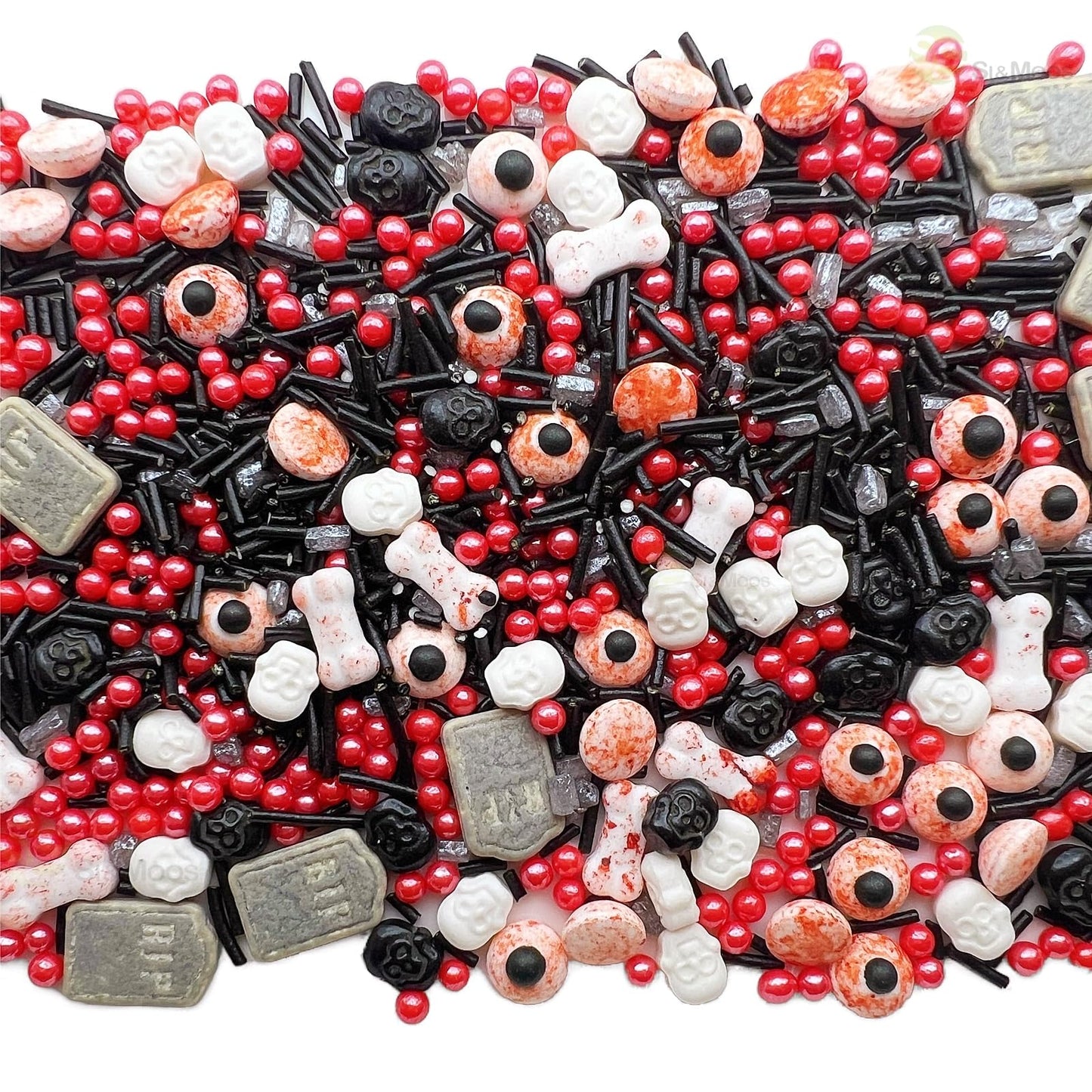 Se Si&Moos Halloween Tombstone Candy Skull Sprinkles Edible Skull Cake Decorations Black And Red Sprinkles Halloween Sprinkles F