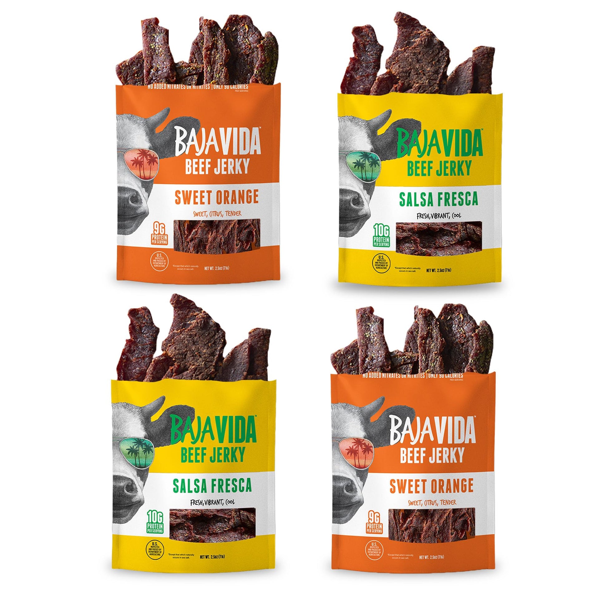 BAJA BEEF Jerky Snack Packs - Variety Pack, High Protein, Gluten Free, 2.5 Oz (4 Pack)