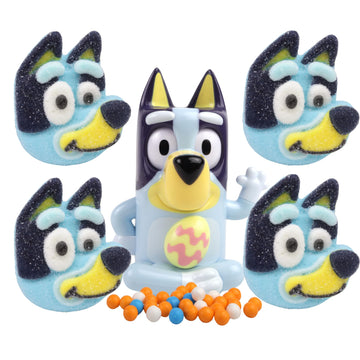 Bluey Candy Dispenser with Marshmallow Treats, Includes Colorful Beads and Character Sweets, 5 Items