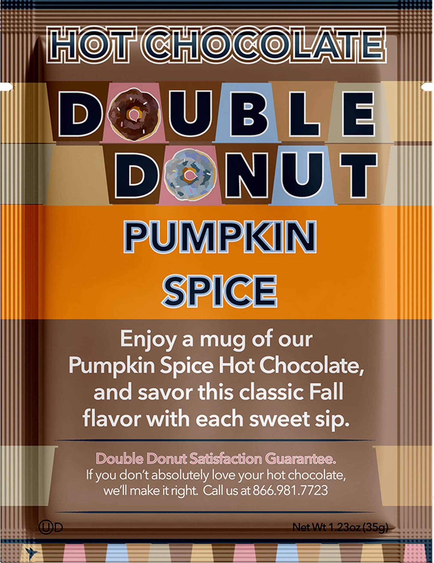 Double Donut Coffee Pumpkin Spice Hot Chocolate Mix Packets, Flavored Pumpkin Spice Hot Cocoa Mix, 18 Count