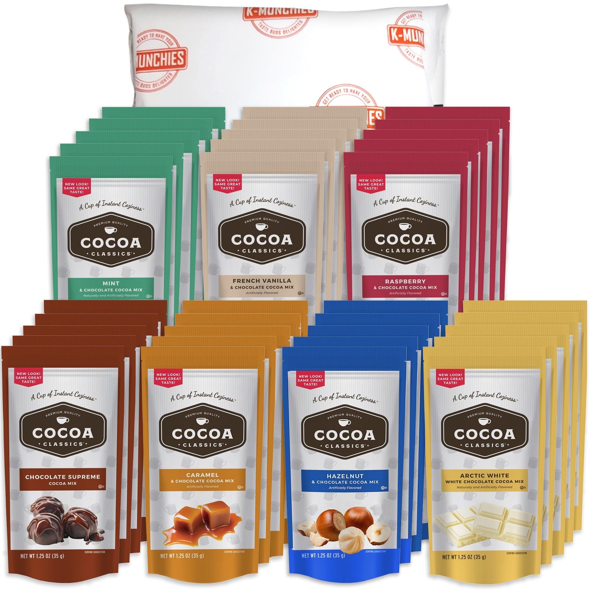 Cocoa Classics Hot Chocolate Mix - 35 (1.25 Oz) Assorted Hot Cocoa Packets - 7 X 5 Classic Flavors - Rich Creamy Flavors - Gift Sets