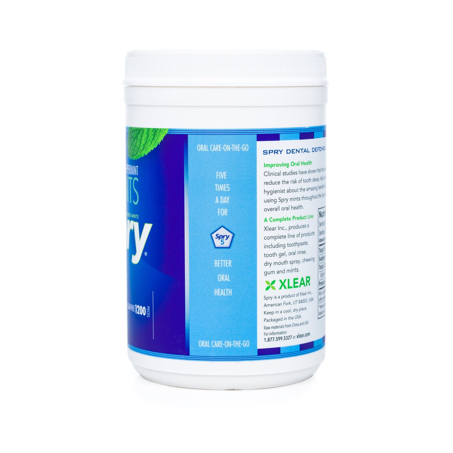 Spry Xylitol Peppermint Sugar Free Candy - Breath Mints That Promote Oral Health, Dry Mouth Mints That Increase Saliva Production, Stop Bad Breath, 1200 Count (Pack Of 1)