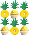 Rsstarxi Pineapple Leaf Cupcake Toppers, Green Glitter, 2.1x4.8 inches, Model XM094, Tropical Theme Party Supplies