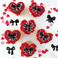 Cyodoos 40Pcs Edible Black Bowknot Cupcake Toppers Wafer Paper Bowknot Cake Dessert Picks Bowknot Drink Topper Baby Shower Princ