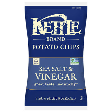 Kettle Brand Potato Chips, Sea Salt And Vinegar, 5 Ounce Bags (Pack Of 8)