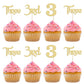 24 Pack 3rd Birthday Cupcake Toppers Glitter Third Birthday Three Cupcake Picks for Baby Shower 3rd Birthday Anniversary Party C