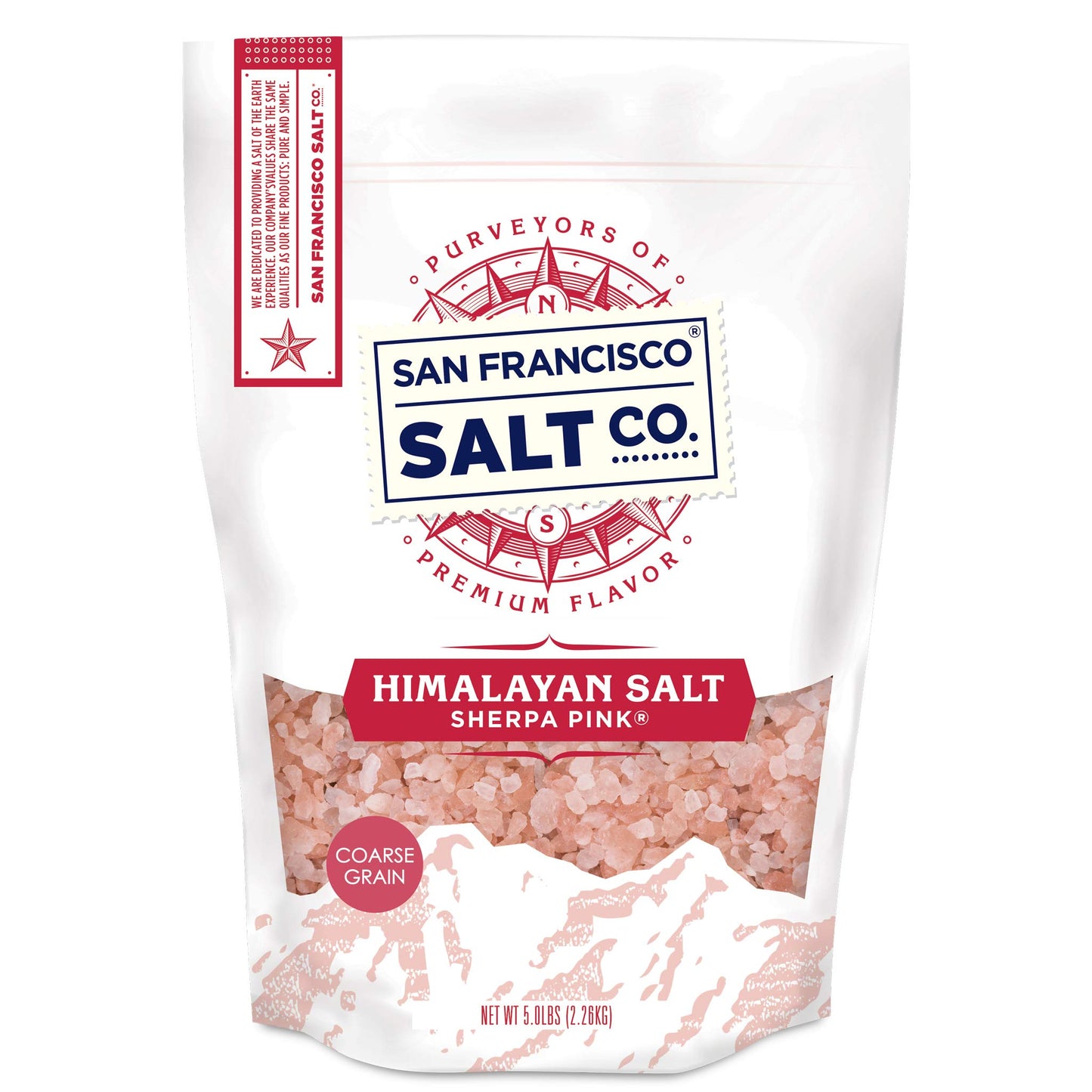Sherpa Pink Himalayan Salt - 5 lb. Bag Coarse Grain - For Grinders and Salt Mills