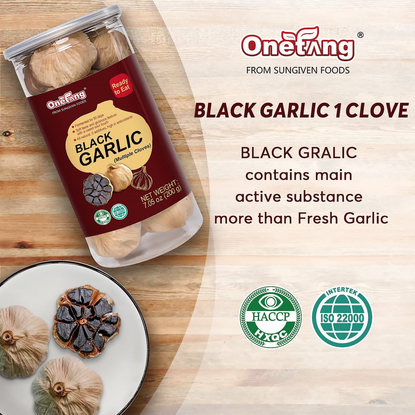 Onetang Black Garlic 7.05 Oz 2 Packs Multiple Black Garlic Fermented For 90 Days Super Foods Non-Gmo Non-Additives Ready To Eat
