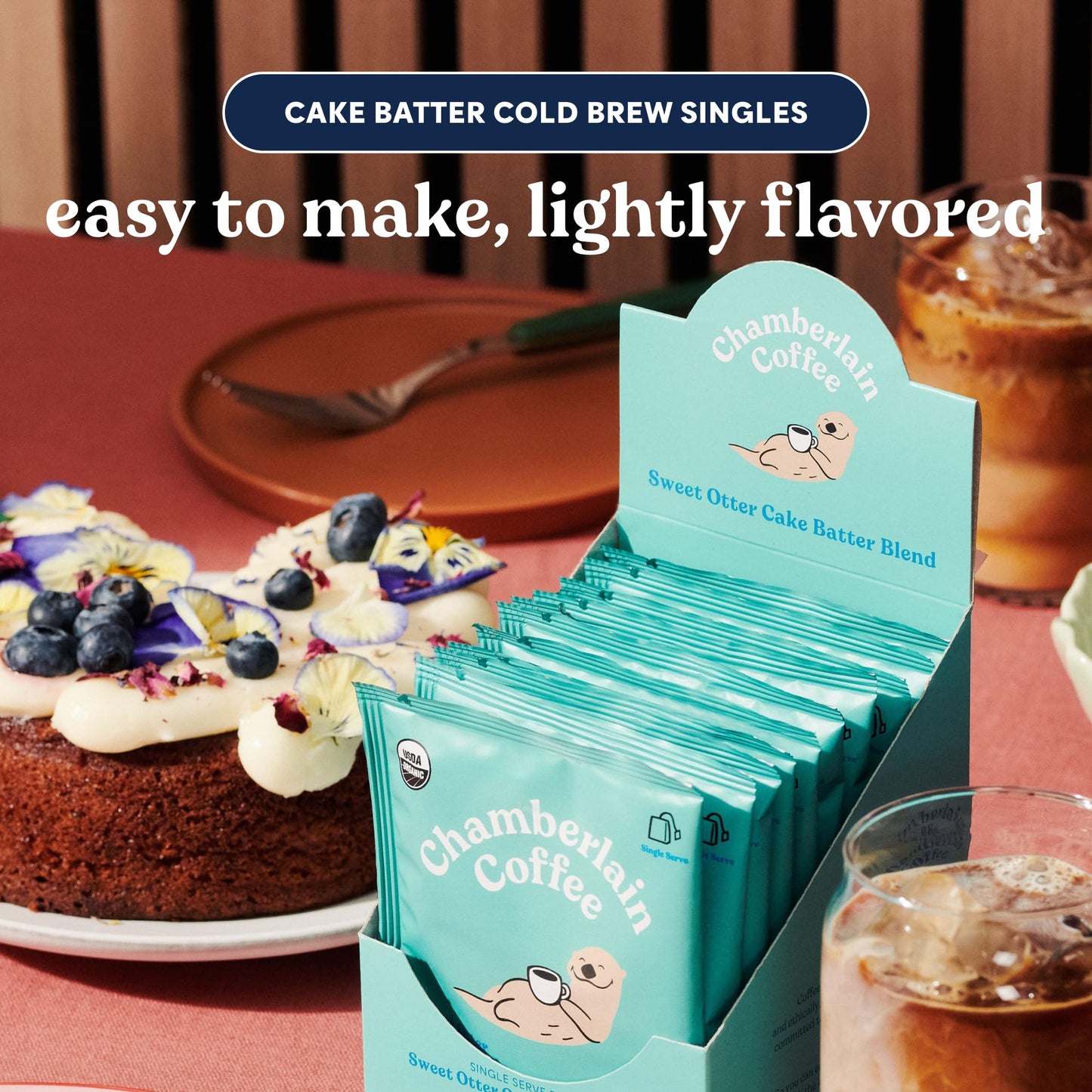 Chamberlain Coffee Sweet Otter Cake Batter Cold Brew Singles With Notes Of Vanilla & Frosting - 10 Single Serve Cold Brew Sachet