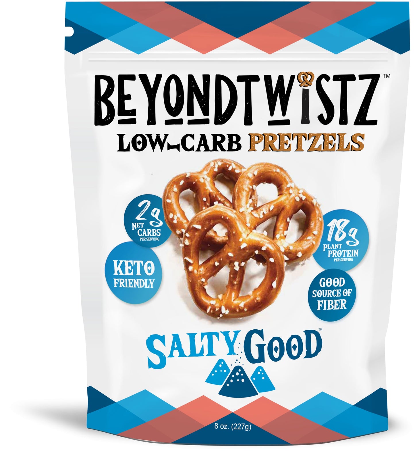 BeyondChipz Low Carb Pretzels, Keto Friendly, 2g Net Carbs, 18g Protein, 8oz (Pack of 4)