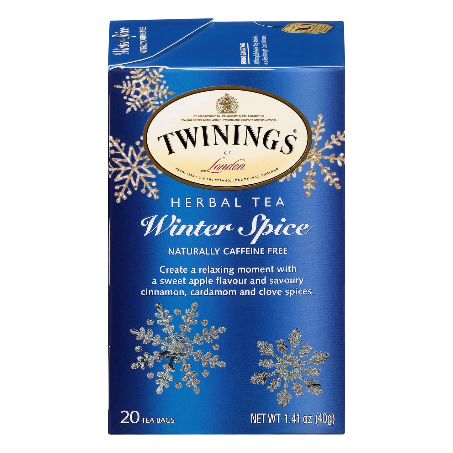 Twinings Winter Spice Herbal Tea, Caffeine-Free, 20 Count (Pack of 6), Camomile, Apple, Cinnamon, Clove, Enjoy Hot or Iced