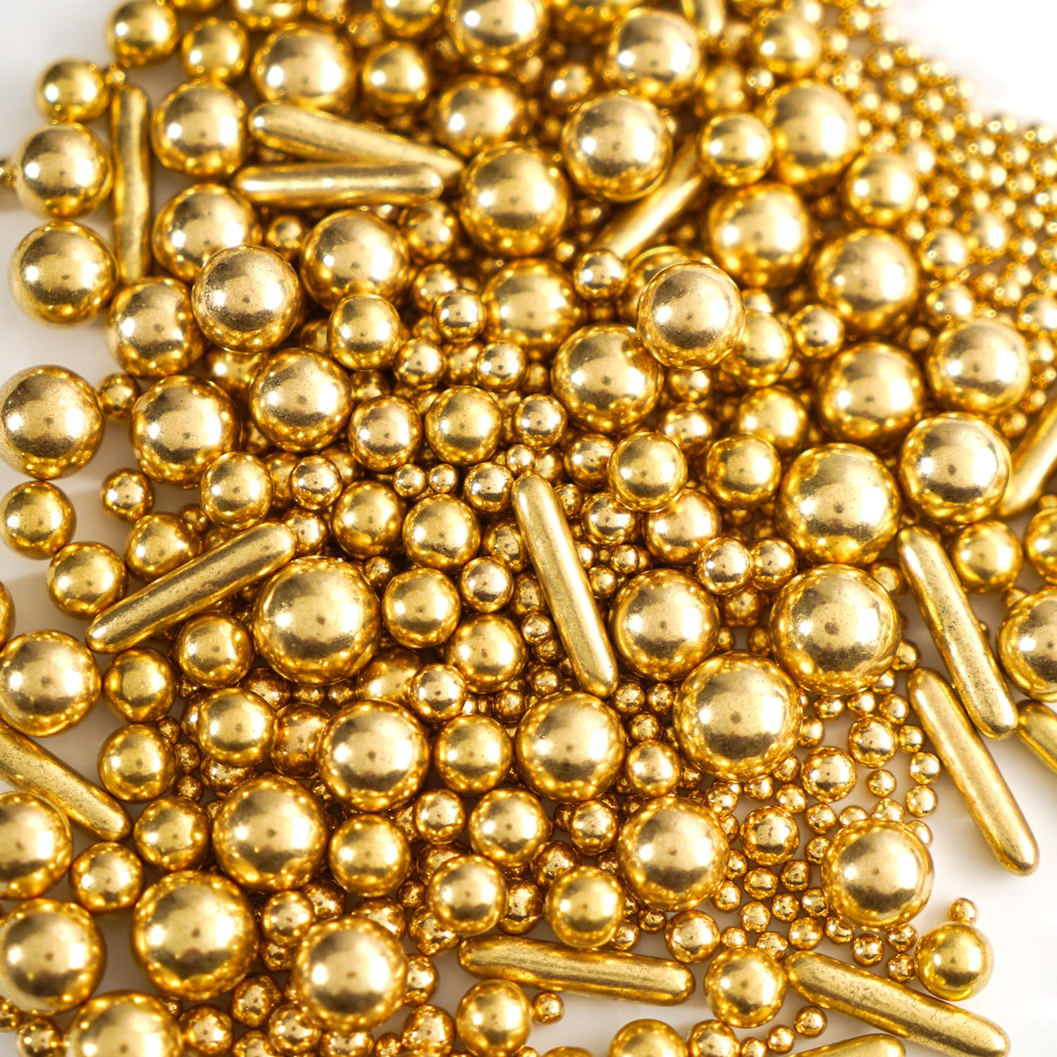 Joyvitas Gold Pearl Rods Sprinkles, Edible Dessert Decorations, 150g, Perfect for Cakes, Donuts, Cupcakes, Holiday and Party Supplies