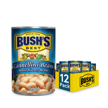 Bush'S Best 15.5 Oz Canned Cannellini Beans, Source Of Plant Based Protein And Fiber, Low Fat, Gluten Free, (Pack Of 12)