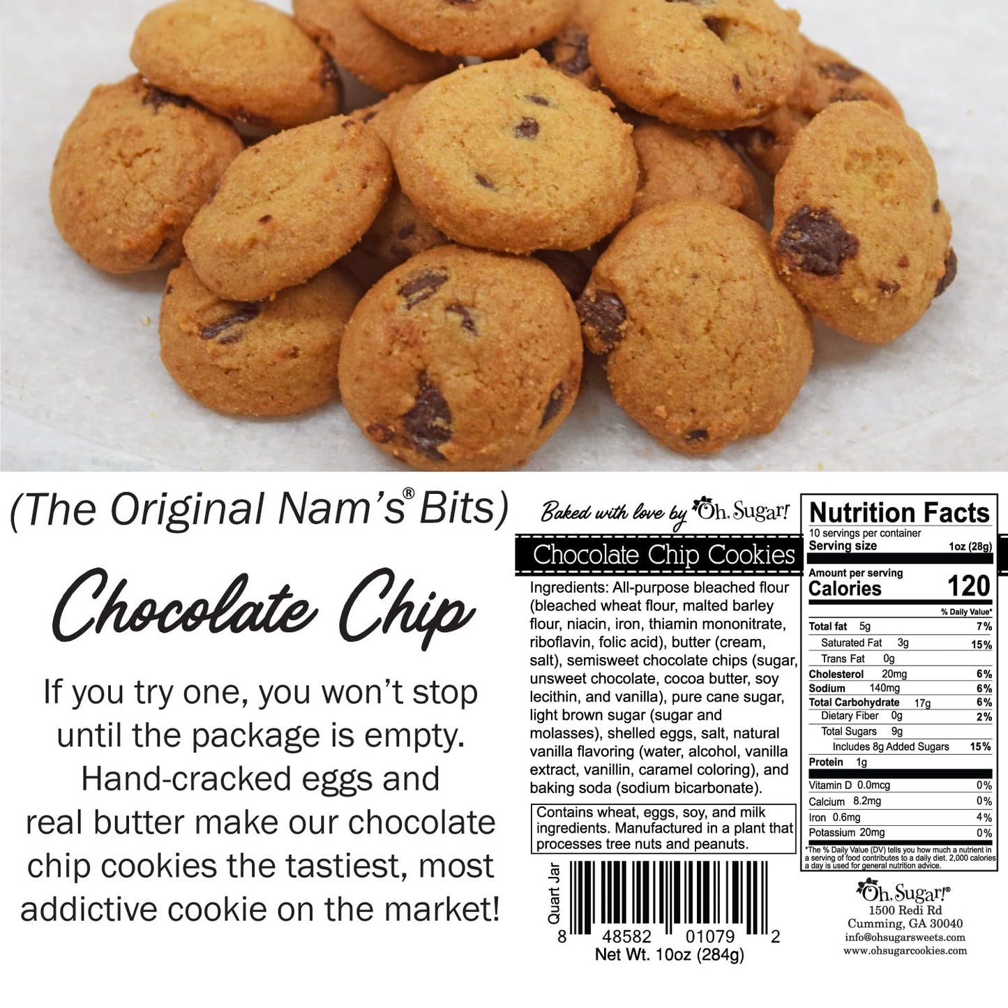 Oh, Sugar! Nams Bits Chocolate Chip Cookies Quart Jar - Sweet