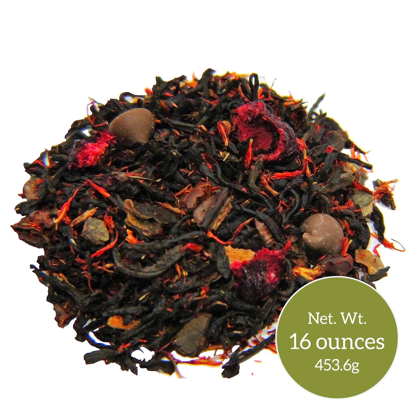 Nelsons Tea Dark Chocolate Cherry Herbal Loose Leaf Tea - 16oz, Rich Pu-erh Black Tea Blend with Chocolate Chips and Dried Cherries