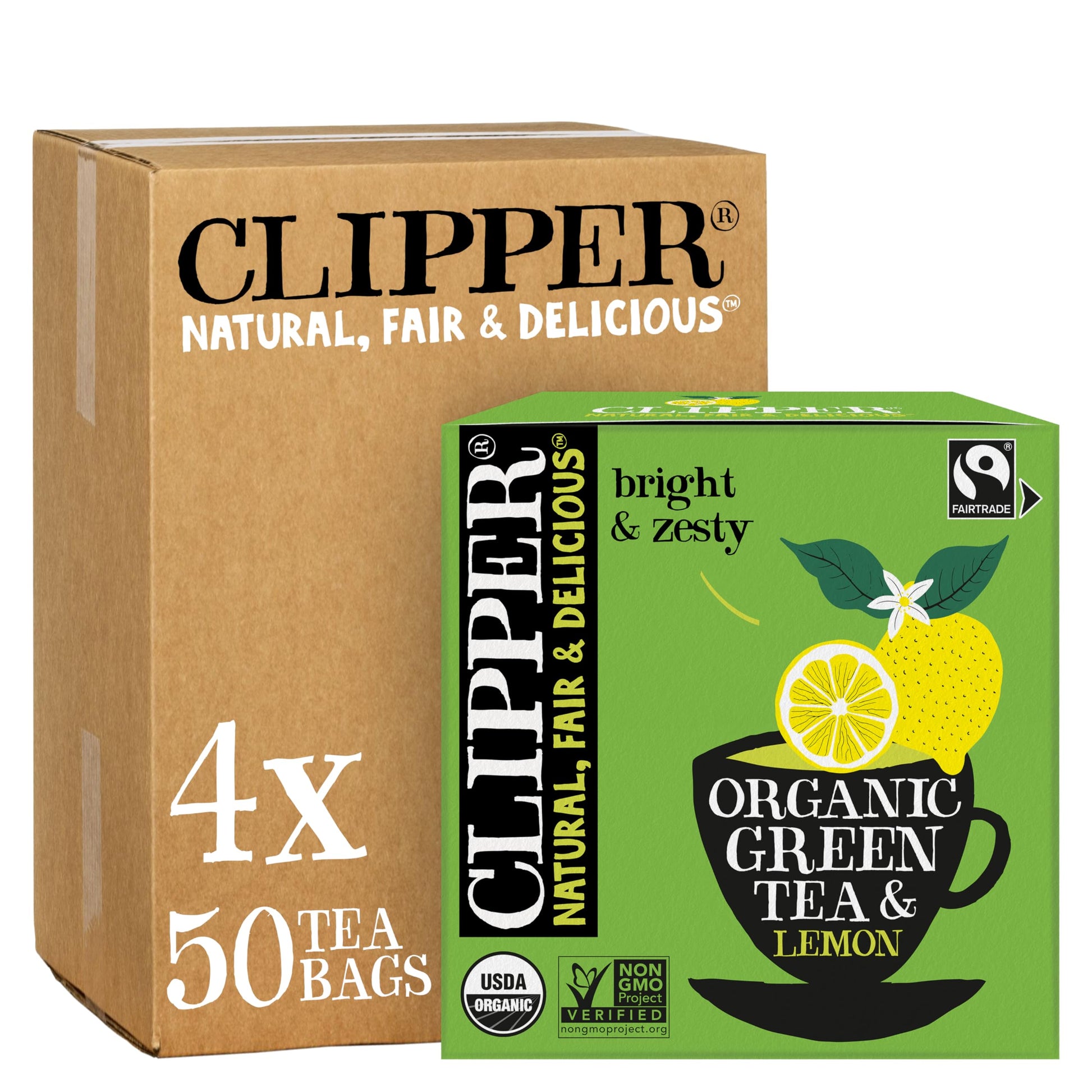 Clipper Tea Green Tea & Lemon Teabags, USDA Organic, 50 Count (Pack of 4)