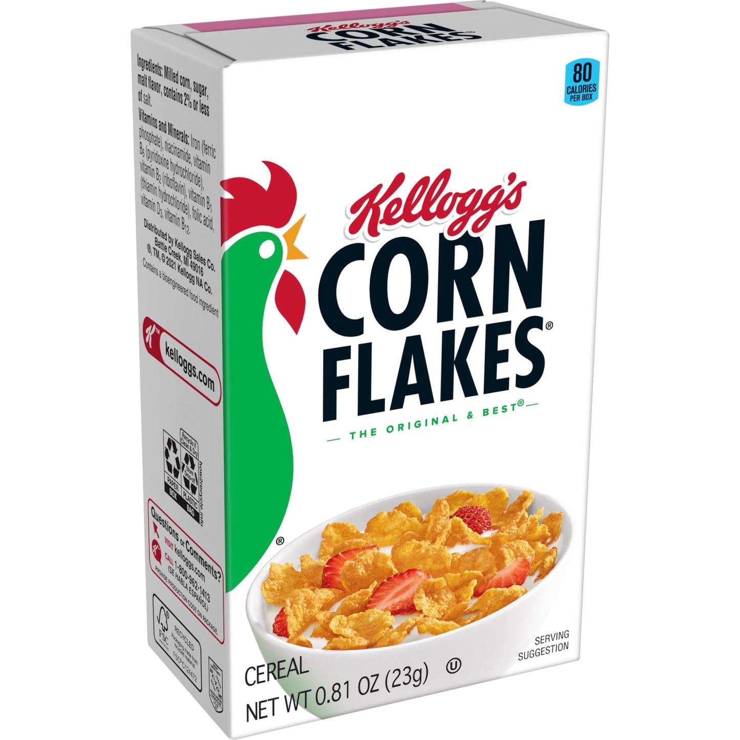Kelloggs Corn Flakes Breakfast Cereal, Original, 0.81oz (Pack of 70)