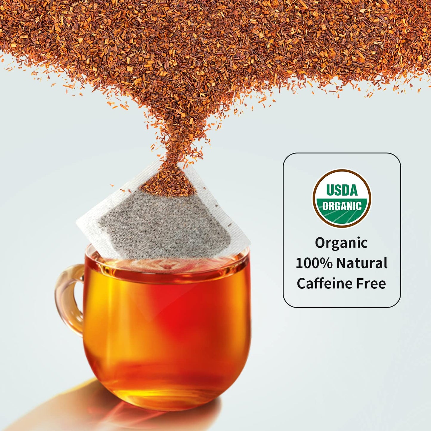 Soeos Organic Rooibos Tea, Naturally Caffeine Free, 100 Tagless Tea Bags, 9oz (250g), Black Tea