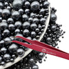 SE Si&Moos Black Edible Pearls Black Pearl Sprinkles for Cake Decorating Edible Cake Sugar Pearls Halloween Christmas Cookie Dec