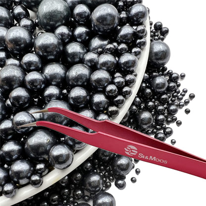 SE Si&Moos Black Edible Pearls Black Pearl Sprinkles for Cake Decorating Edible Cake Sugar Pearls Halloween Christmas Cookie Dec