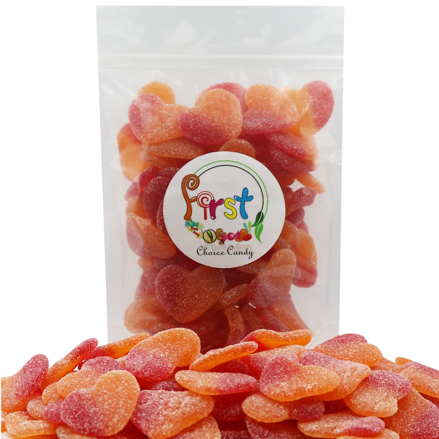 Firstchoicecandy Gummy Fruit Candy (Sour Peachy Valentine Hearts, 5 Pound (Pack Of 1))