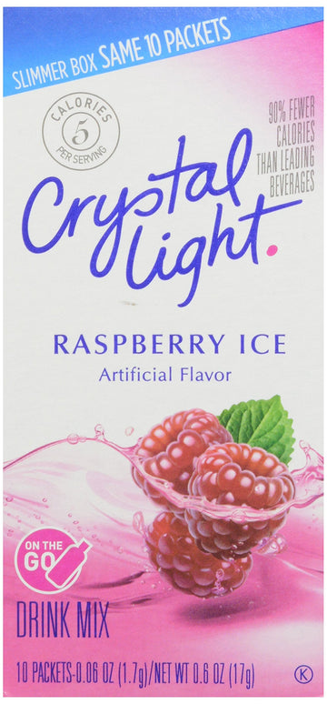 Crystal Light Sugar-Free Raspberry Ice On-The-Go Powdered Drink Mix 1 Box Of 10 Packets