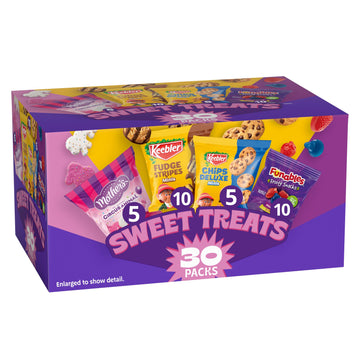 Keebler Sweet Treat Variety Pack, 30-Count Box, Includes Chips Deluxe, Funables, Fudge Stripes, and Mother's Circus Animal Cooki