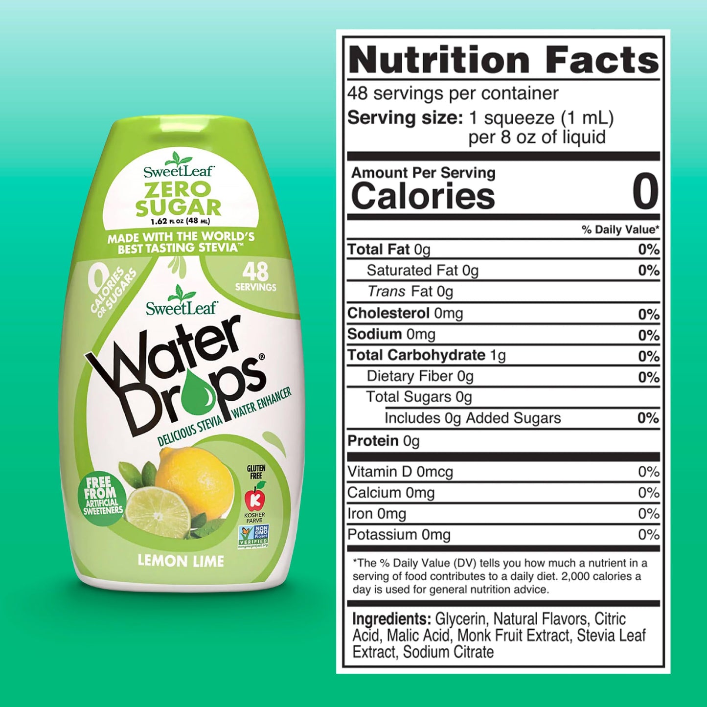 SweetLeaf Water Drops, Lemon Lime - Water Enhancer, Sugar Free Stevia Water Flavoring Drops, 1.62 Oz Ea (Pack of 3)
