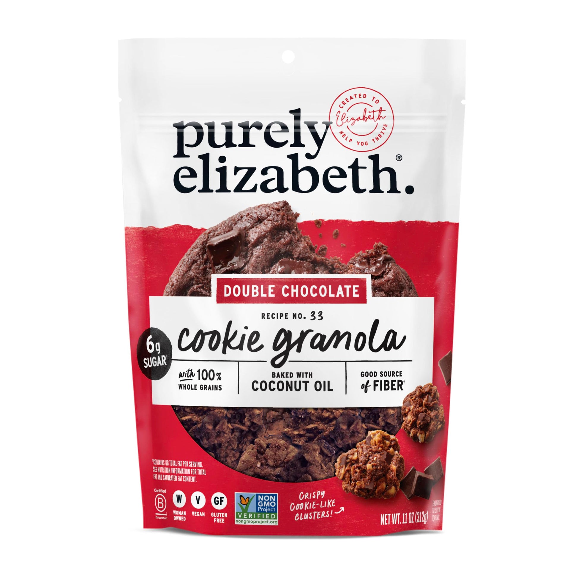 Purely Elizabeth Cookie Granola, Double Chocolate, Gluten-Free, Non-Gmo (11Oz Bag)