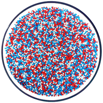 Sentovac 4th of July Sprinkles Patriotic Nonpareils 2mm Mini Red White Blue Peals Sprinkles Edible Sugar for Cake Cupcake Topper